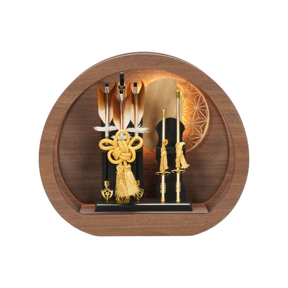 破魔弓　幹山作　ガラスケース２０号・間口約３３×奥行約２８×高さ約６０㎝ 破魔弓 幹山作 ガラスケース20号・間口約33×奥行約28×