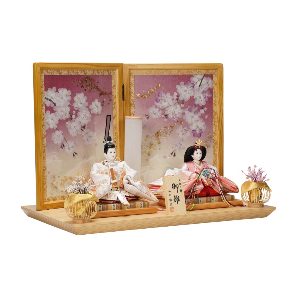 【雛人形】京十一番 金彩京刺繍(上) 束ね熨斗に桜文様 親王飾り | 小出松寿作