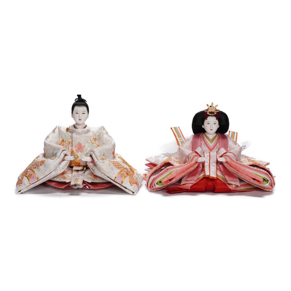 【雛人形】京十一番 金彩京刺繍(上) 束ね熨斗に桜文様 親王飾り | 小出松寿作