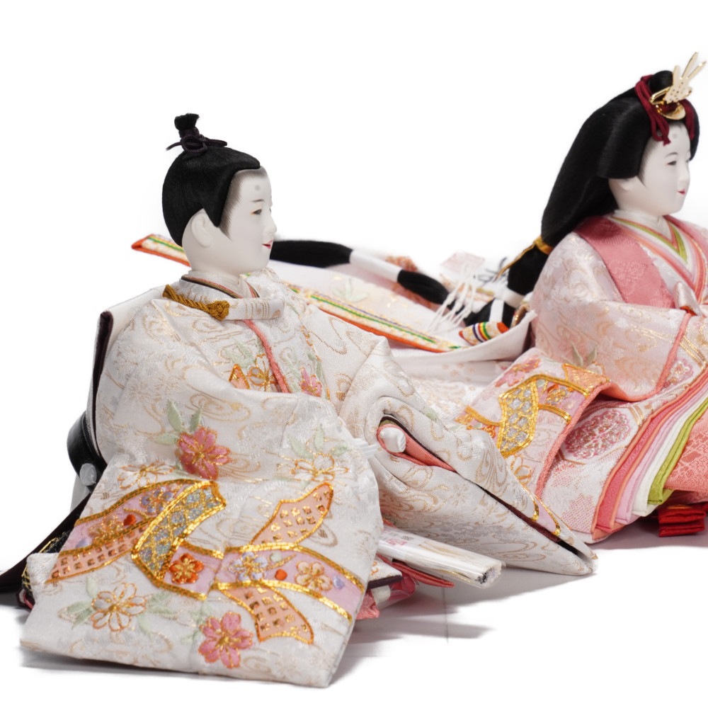 【雛人形】京十一番 金彩京刺繍(上) 束ね熨斗に桜文様 親王飾り | 小出松寿作