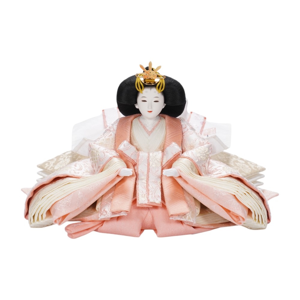 【雛人形】京十一番 高雄 牡丹唐草文様(黄×桃) 親王飾り | 小出松寿作