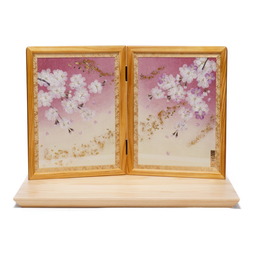 【雛人形】京十一番 高雄 牡丹唐草文様(黄×桃) 親王飾り | 小出松寿作