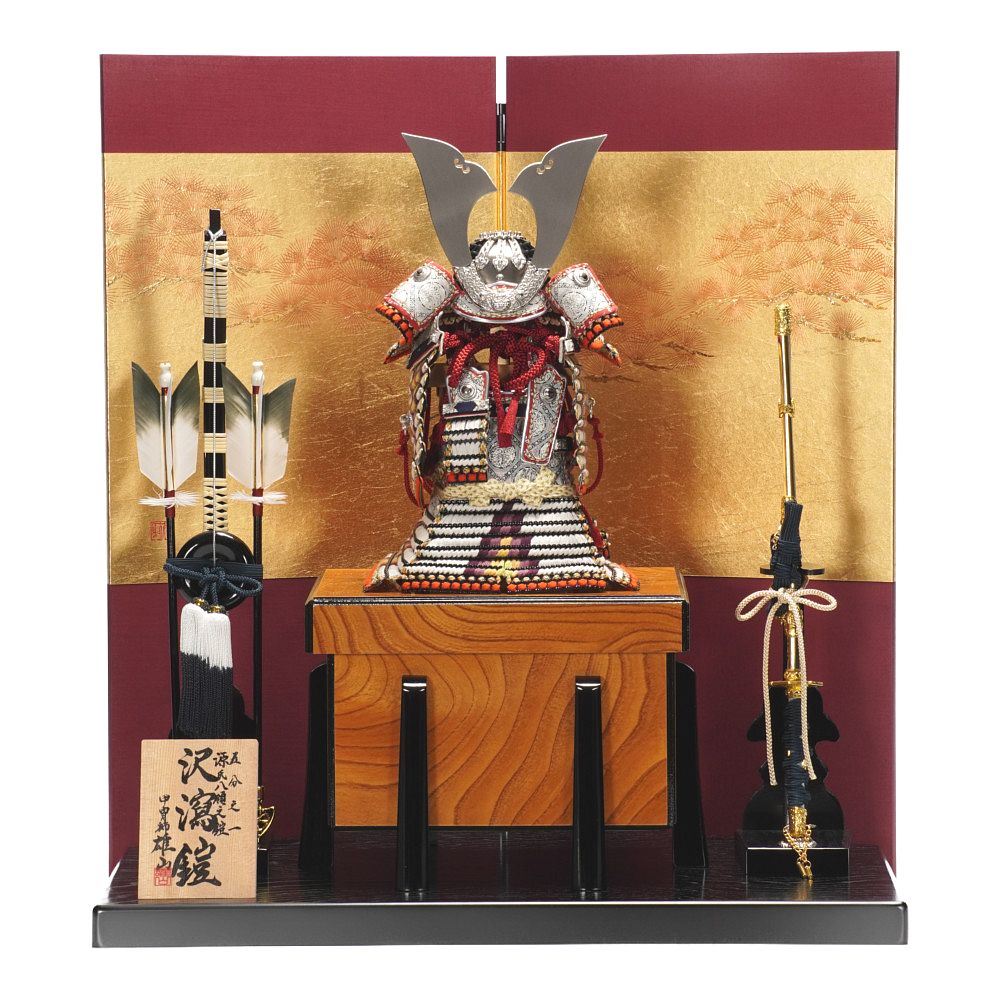【五月人形】五分之一 源氏八領 沢瀉鎧 奉納鎧飾り | 雄山作