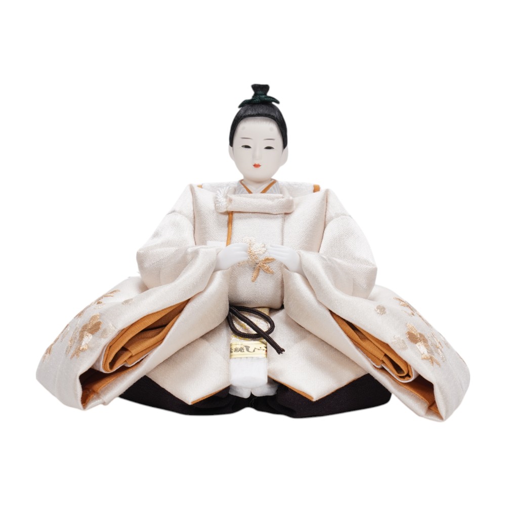 【雛人形】「葵」 桜ちらし刺繍(白・ピンク) 親王飾り〈柴田家千代作〉[253-096]