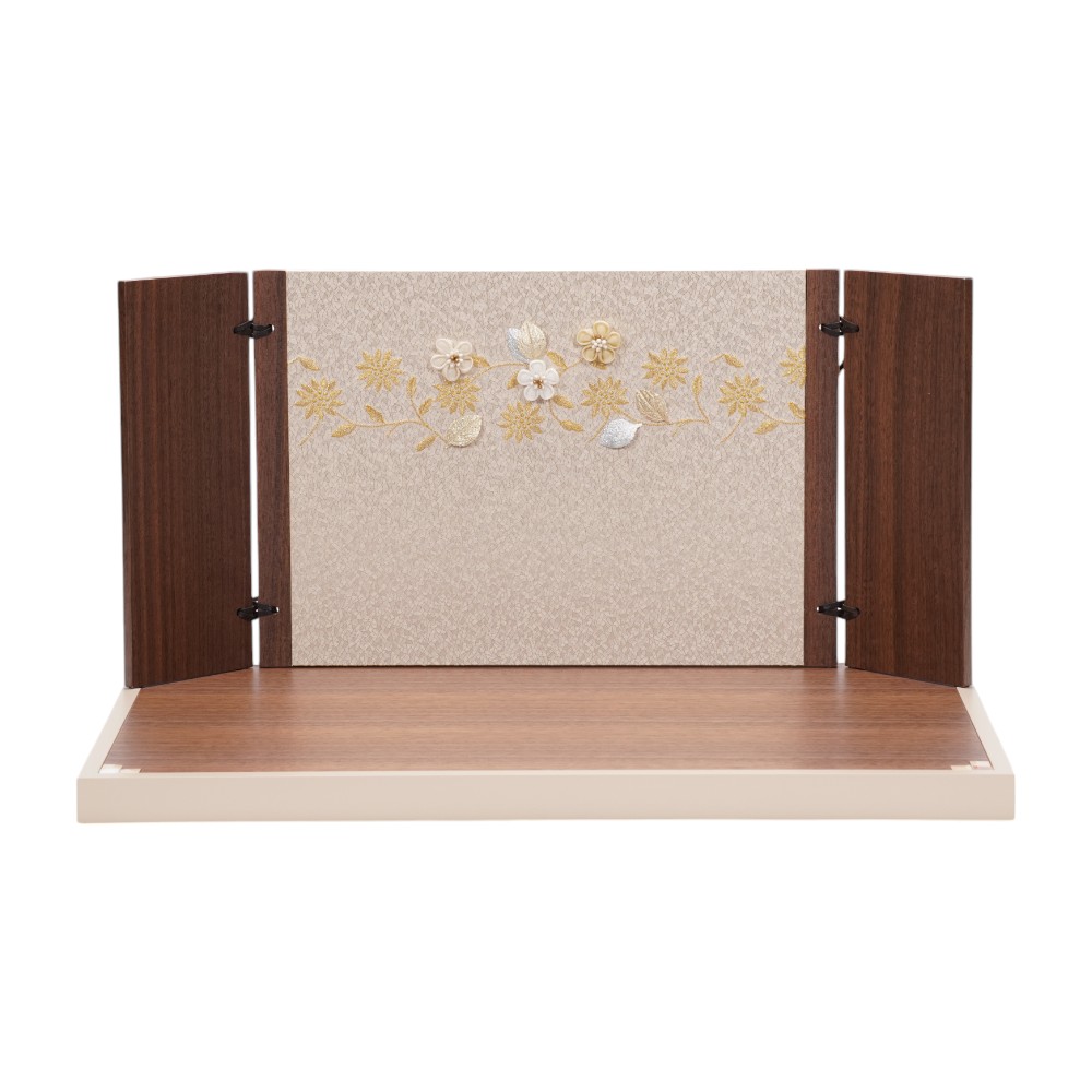 【雛人形】「葵」 桜ちらし刺繍(白・ピンク) 親王飾り〈柴田家千代作〉[253-096]