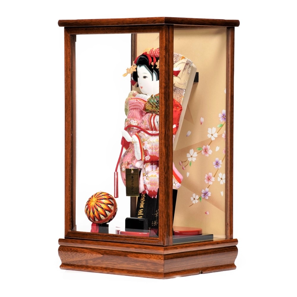 【羽子板】10号 振袖 金彩桜吹雪(ピンク)×刺繍桜(赤)〈匠一好作〉[222-018]