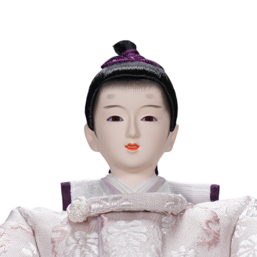 【雛人形】柳 正絹  菊に雪輪文様(薄桃色) 親王飾り | 平安道翠作