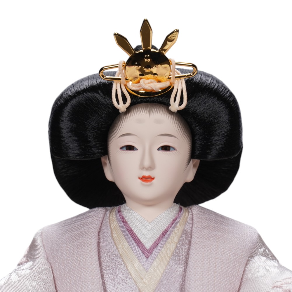 【雛人形】柳 正絹  菊に雪輪文様(薄桃色) 親王飾り | 平安道翠作