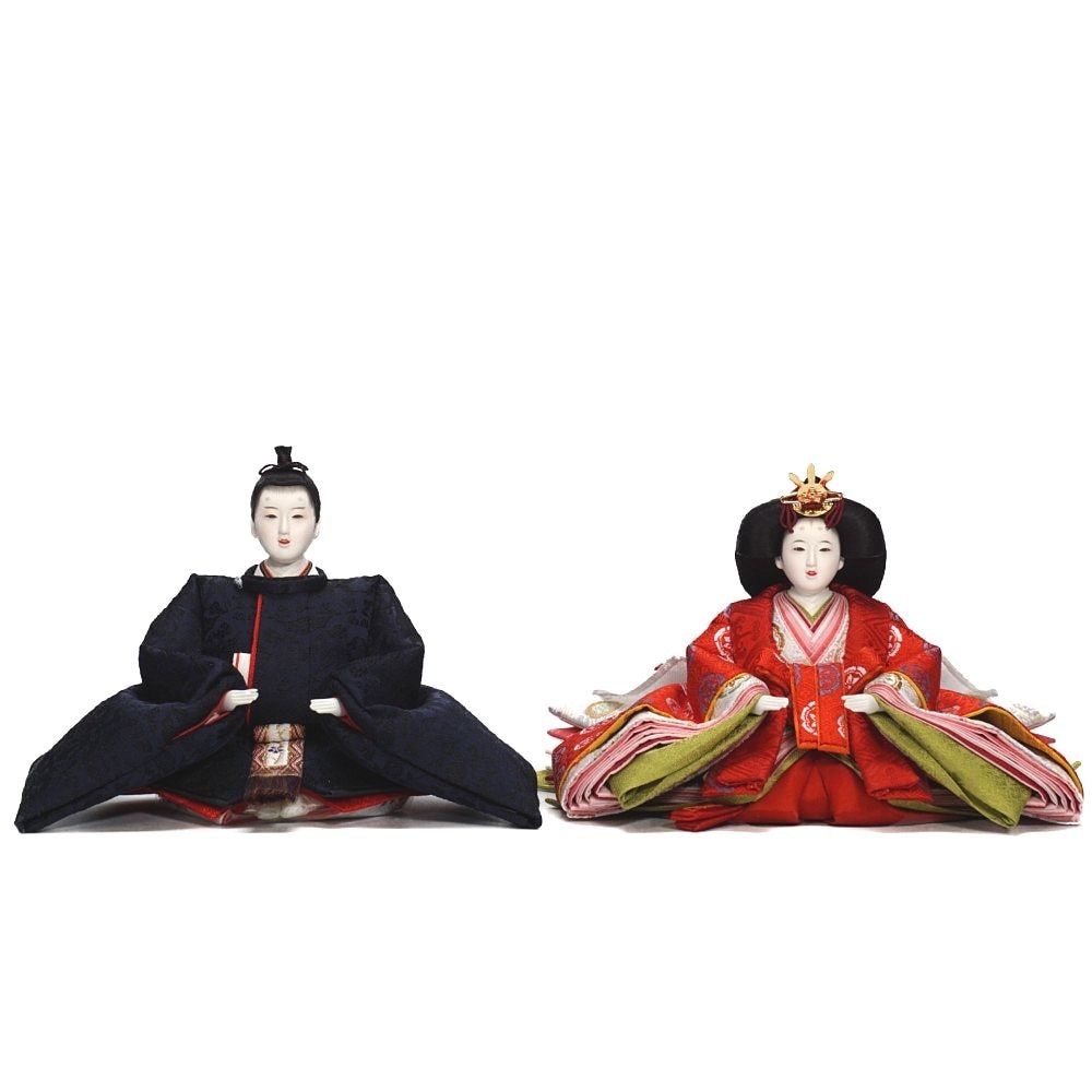 【雛人形】京十一番 平安 雲鶴文様(紺) 親王揃い収納飾り | 小出松寿作