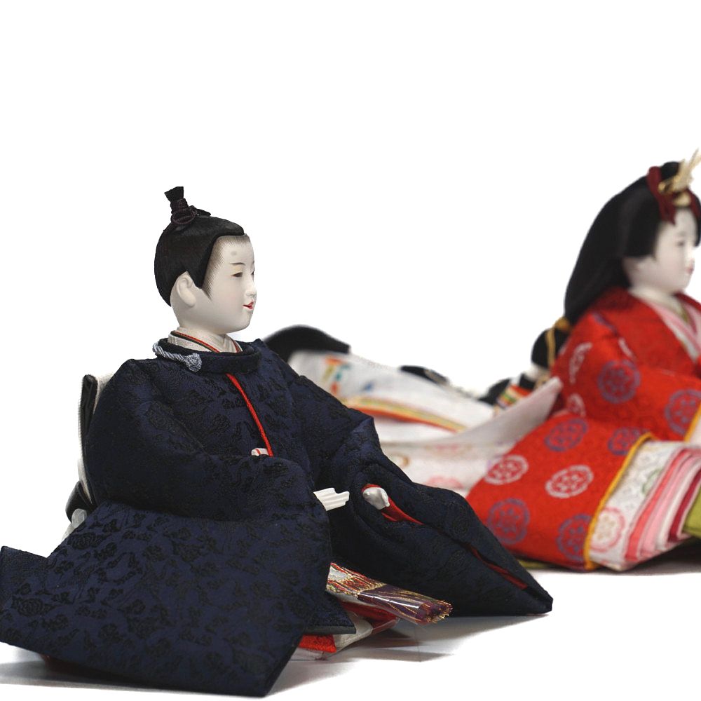 【雛人形】京十一番 平安 雲鶴文様(紺) 親王揃い収納飾り | 小出松寿作