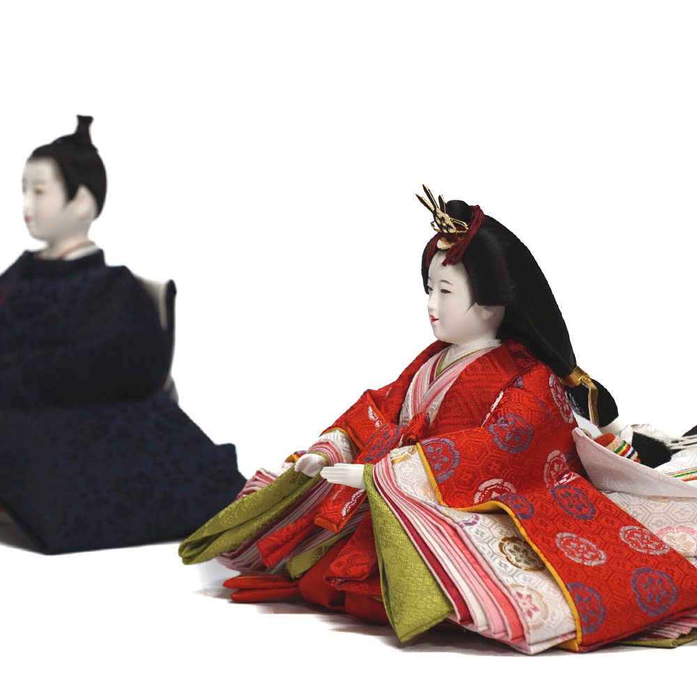 【雛人形】京十一番 平安 雲鶴文様(紺) 親王揃い収納飾り | 小出松寿作