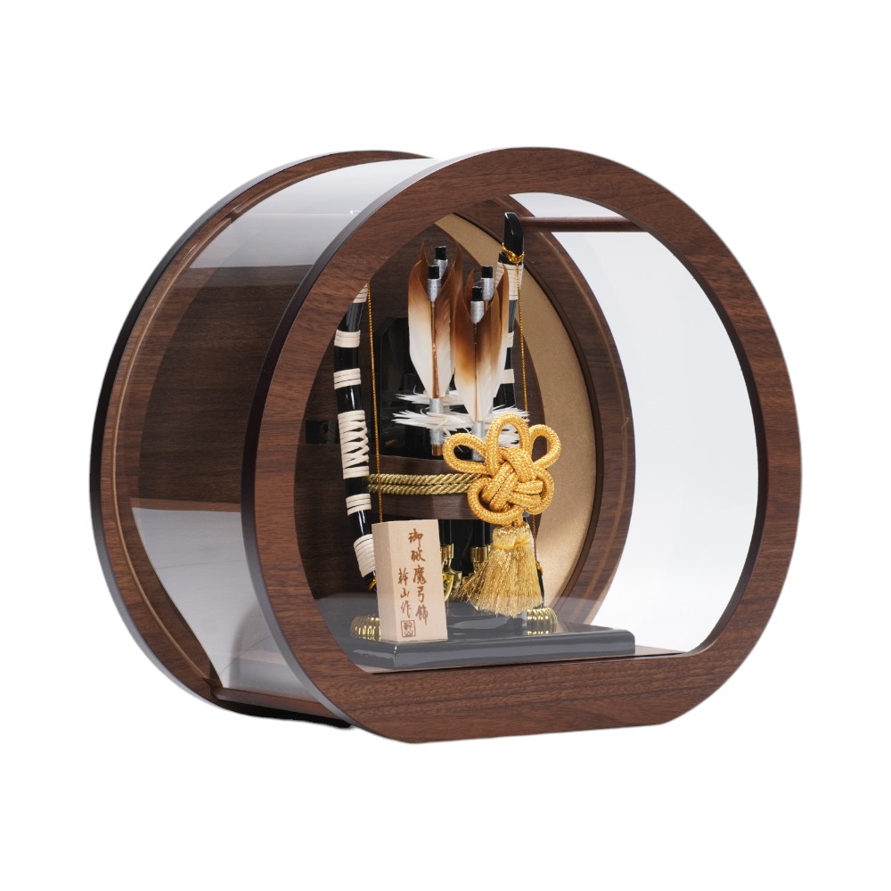 破魔弓】月(ウォールナット) 円型アクリル〈幹山作〉[251-009