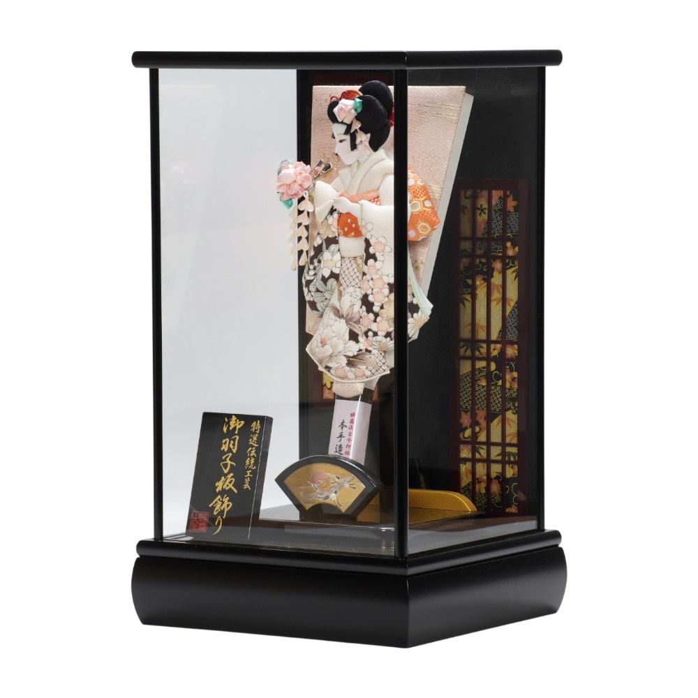 【羽子板】10号 杏 友禅(白)〈摩耶作〉[262-003]