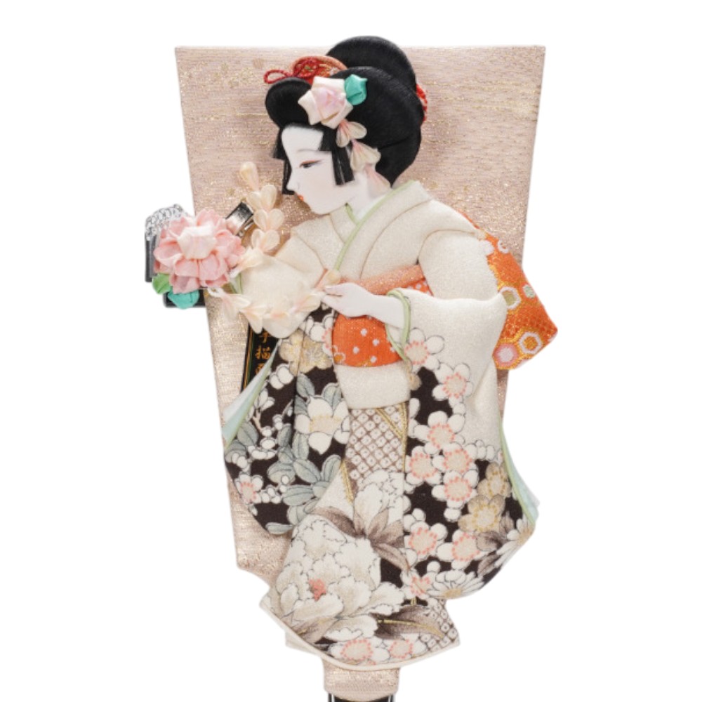 【羽子板】10号 杏 友禅(白)〈摩耶作〉[262-003]