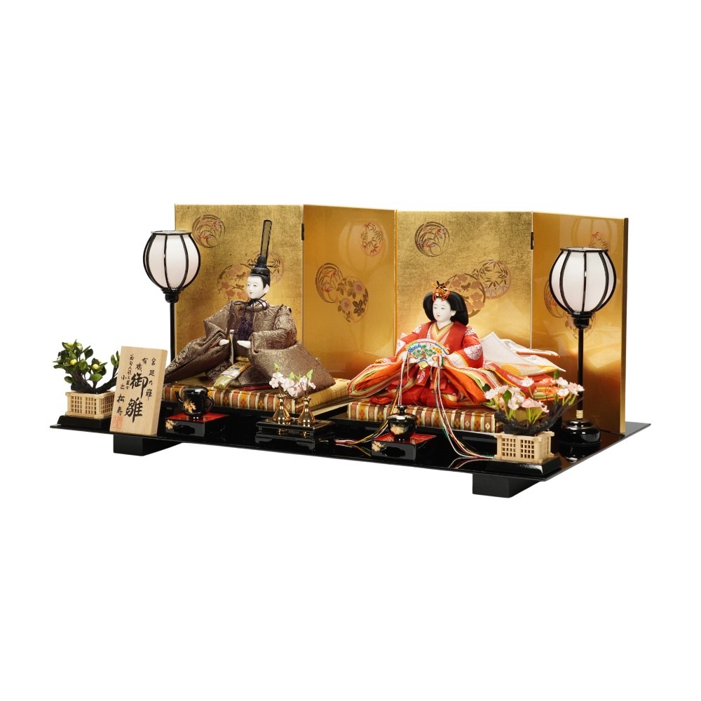 【雛人形】京十番 貴船 麹塵 桐竹鳳凰文様 親王飾り | 小出松寿作