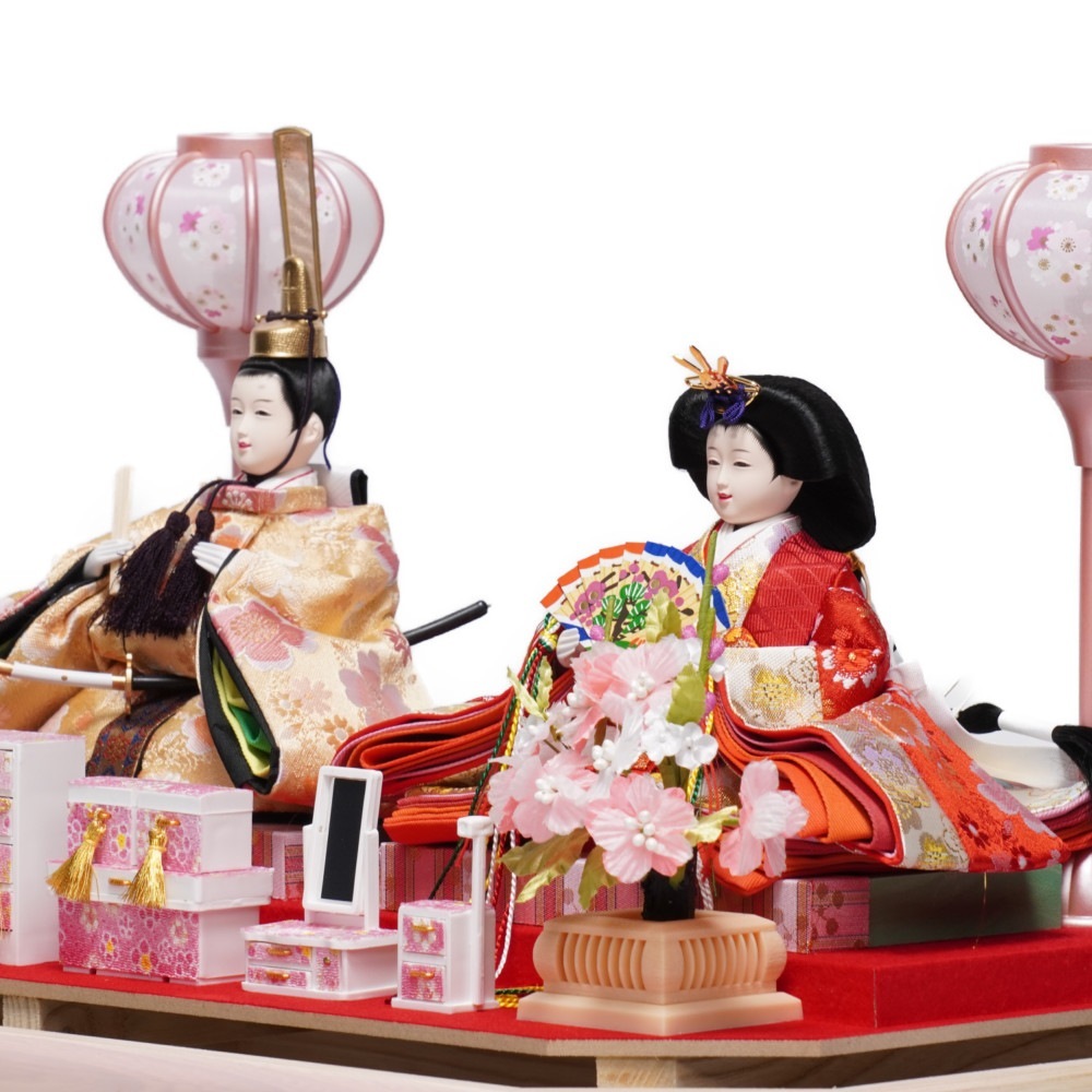 【雛人形】小三五 美里白桃 親王揃いアクリルケース飾り〈藤翁作〉[233-026]