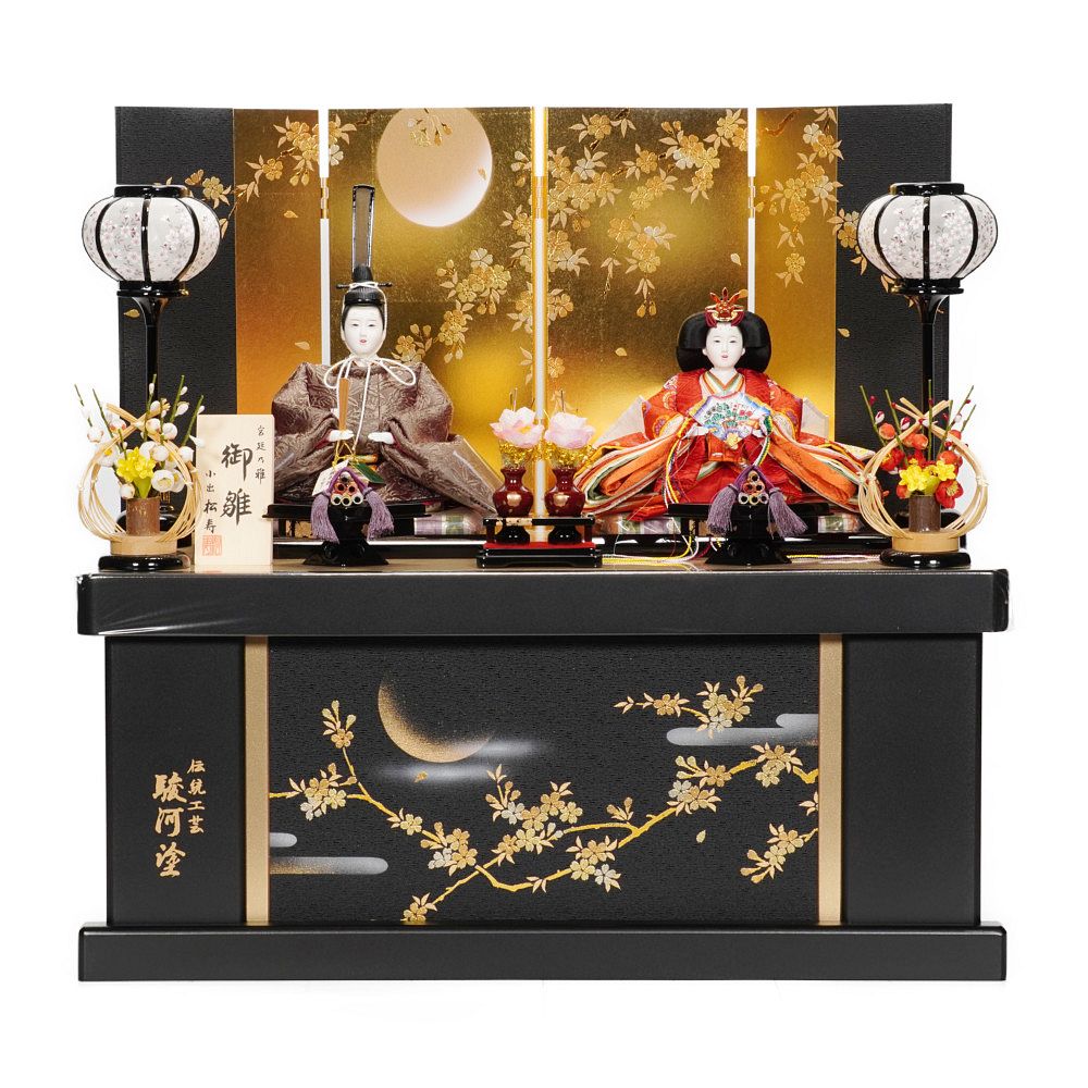 【雛人形】京十一番 貴船 麹塵 桐竹鳳凰文様 親王揃い収納飾り | 小出松寿作