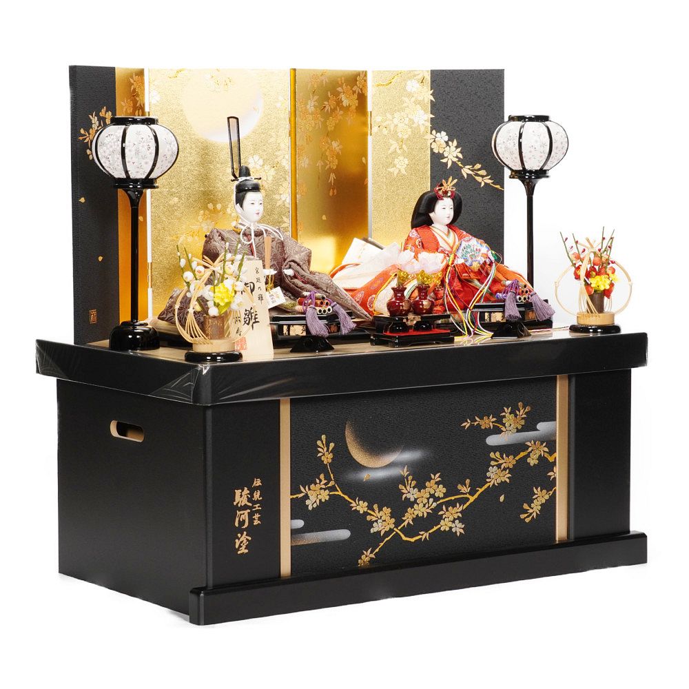 【雛人形】京十一番 貴船 麹塵 桐竹鳳凰文様 親王揃い収納飾り | 小出松寿作