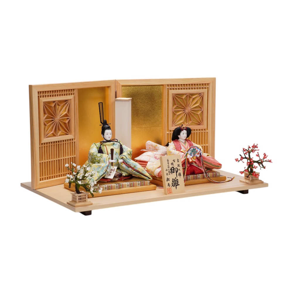 【雛人形】京十番 平安 桃山花鳥縦縞文様 親王飾り | 小出松寿作