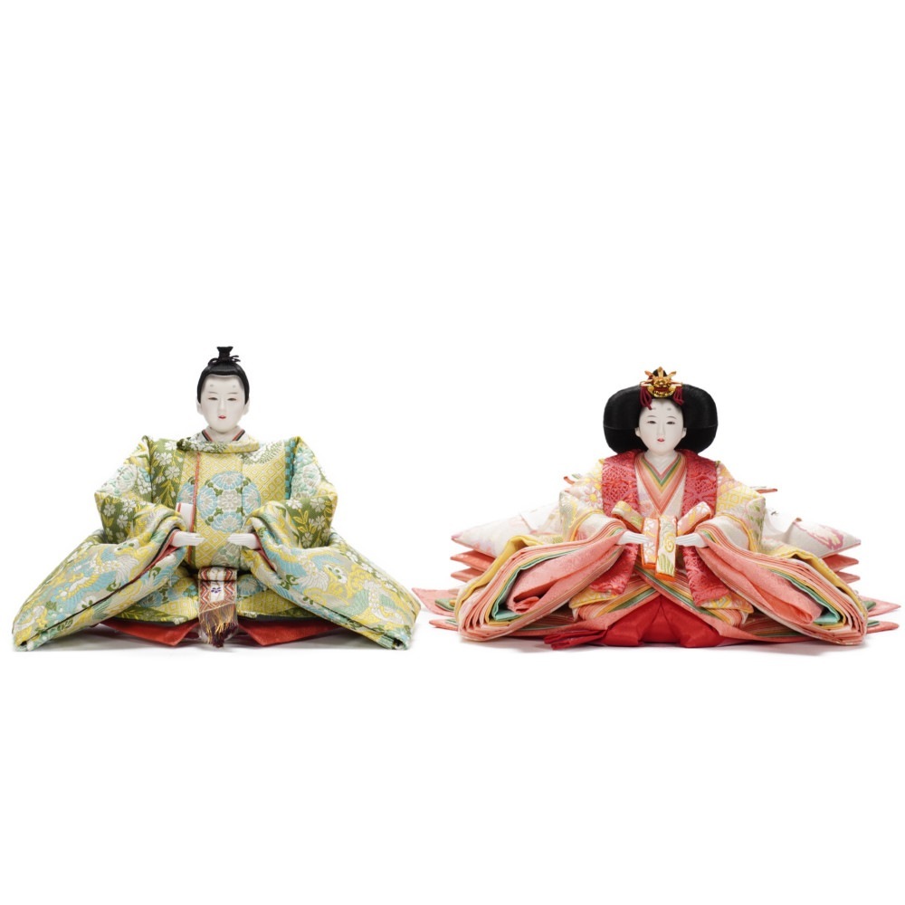 【雛人形】京十番 平安 桃山花鳥縦縞文様 親王飾り | 小出松寿作