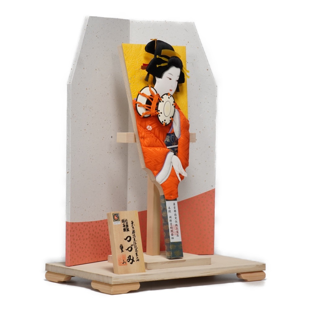 【羽子板】13号 つづみ 極上本絹 屏風飾り〈むさしや豊山作〉[222-034]