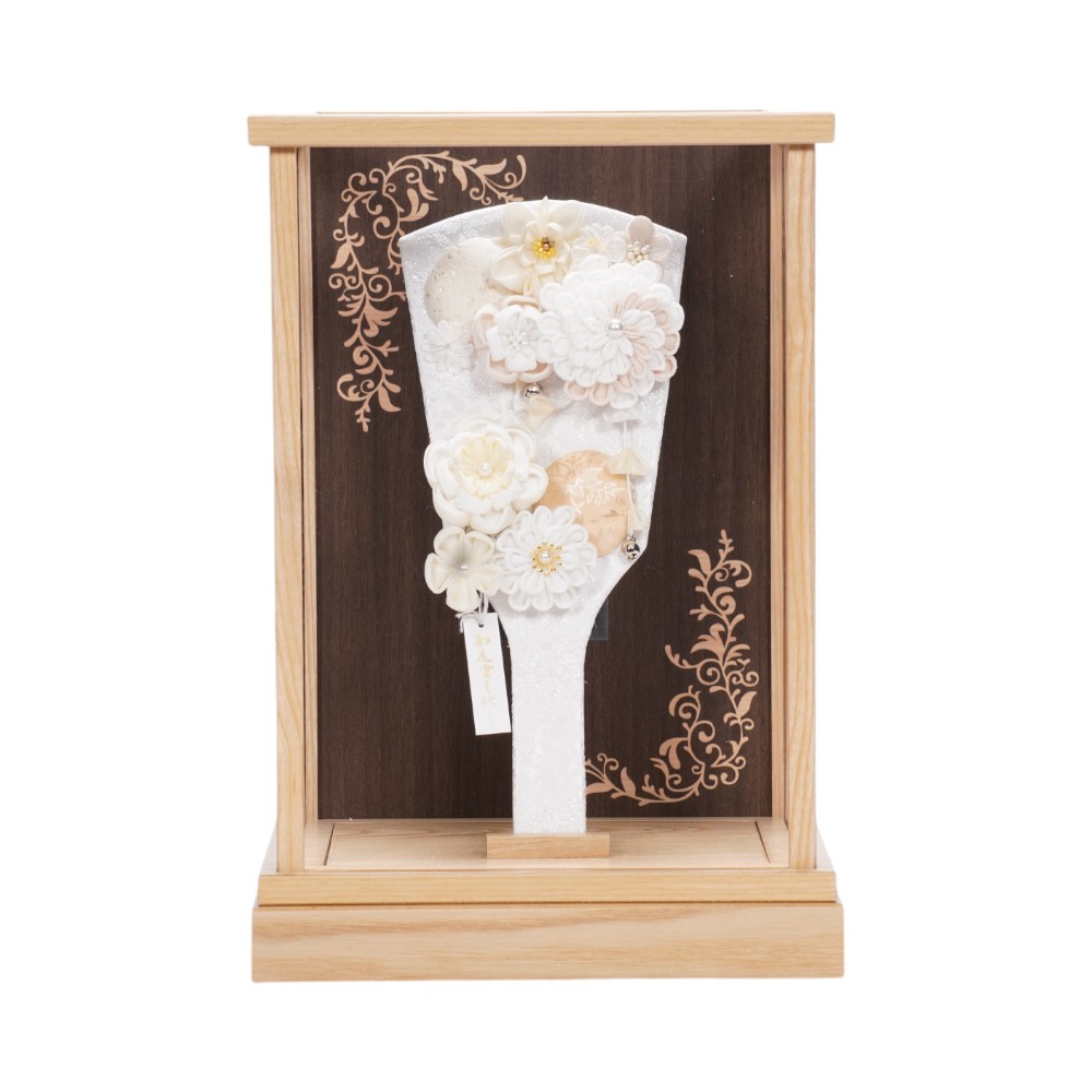 【つまみ羽子板】9号 ましろかんざし(ホワイト) アクリル〈宝童作〉[252-006]