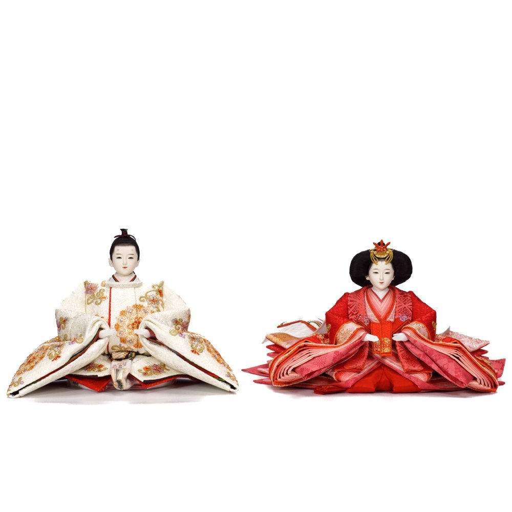 【雛人形】京十番 総刺繍 華紋唐草文様(白) 親王飾り | 小出松寿作
