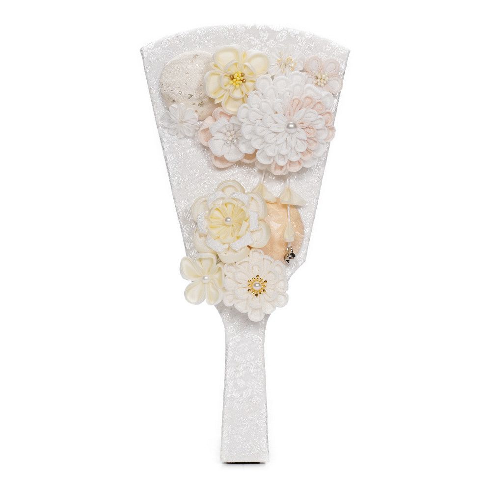 【つまみ羽子板】9号 ましろかんざし(ホワイト) アクリル〈宝童作〉[252-007]