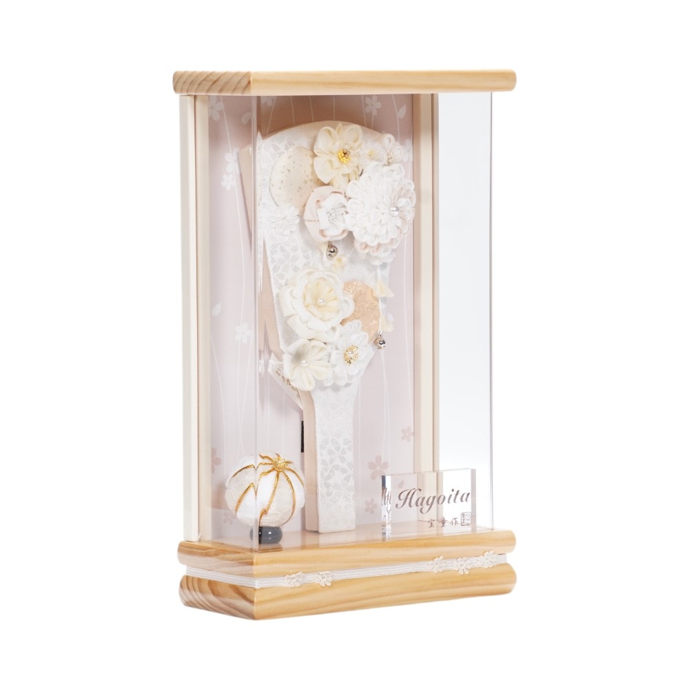 つまみ羽子板】9号 ましろかんざし(ホワイト) アクリル〈宝童作〉[252