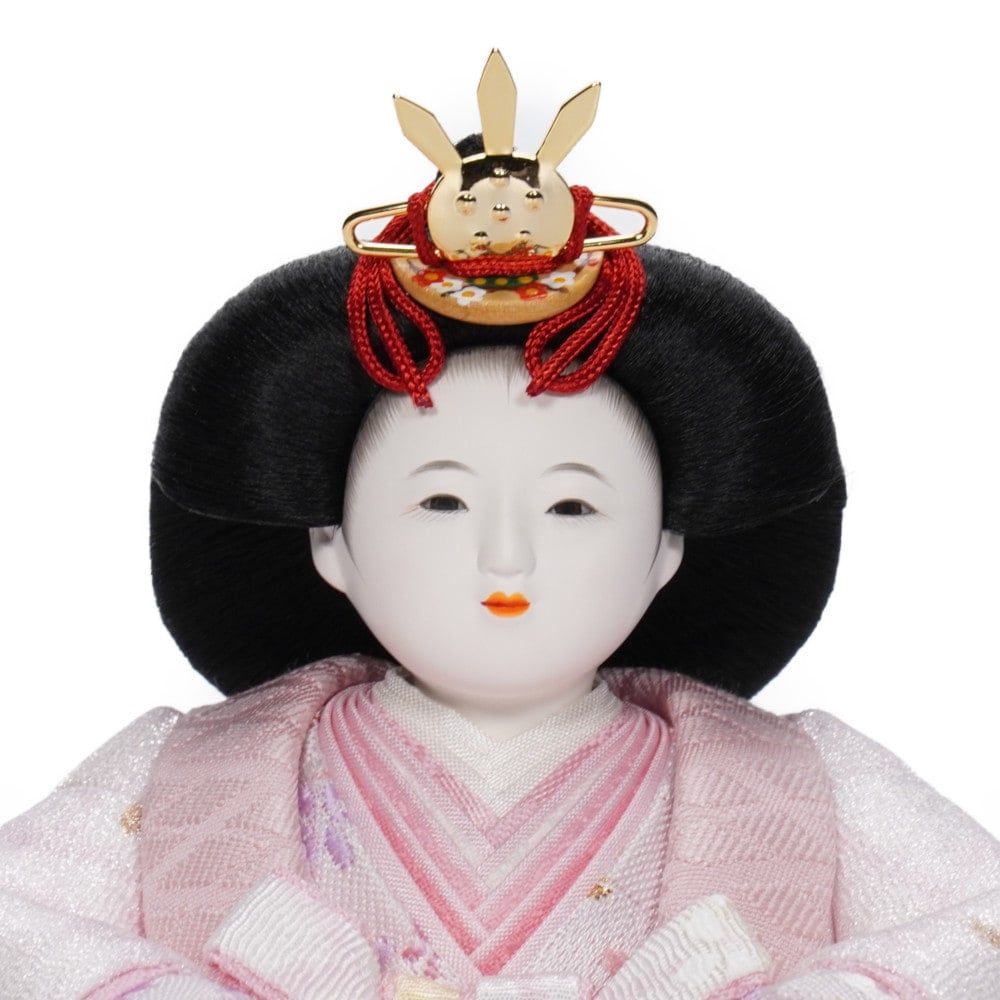 【雛人形】三寸おぼこ オーガンジー スウィートマカロン 丸窓竹製円型飾り | 小出松寿作