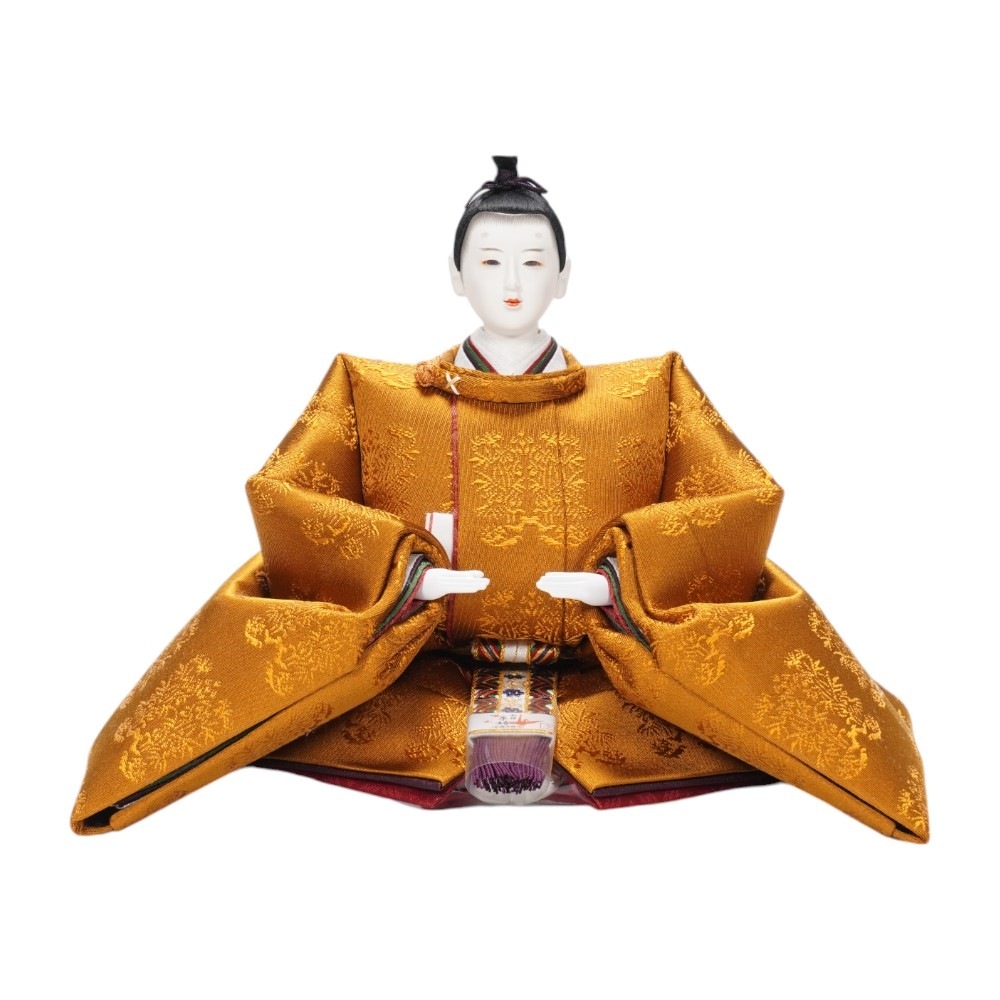 【雛人形】京十番 黄櫨染 桐竹鳳凰文様 令和即位の礼(正絹) 親王飾り | 小出松寿作