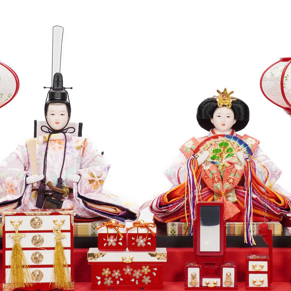 【雛人形】芥子「桃華」 親王揃いアクリルケース飾り〈雅秀作〉[243-030]