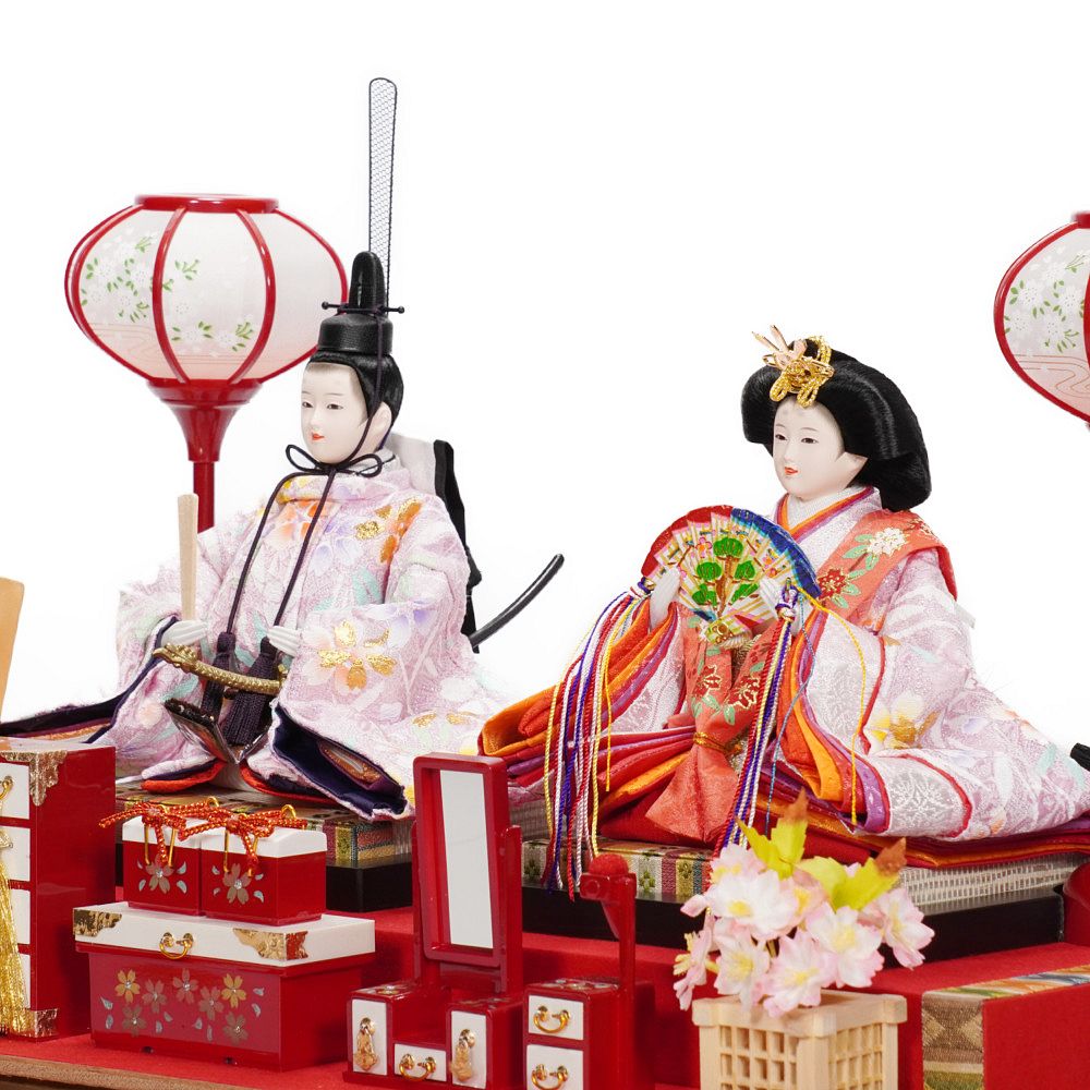 【雛人形】芥子「桃華」 親王揃いアクリルケース飾り〈雅秀作〉[243-030]