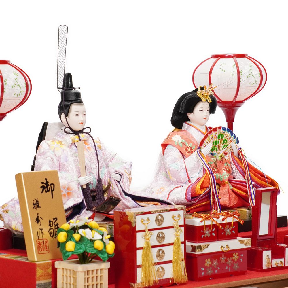 大幅値引き　親王飾り 童春作 ケース入 美品 雛人形】芥子「桃華」 親王揃いアクリルケース飾り〈雅秀作〉[243-030