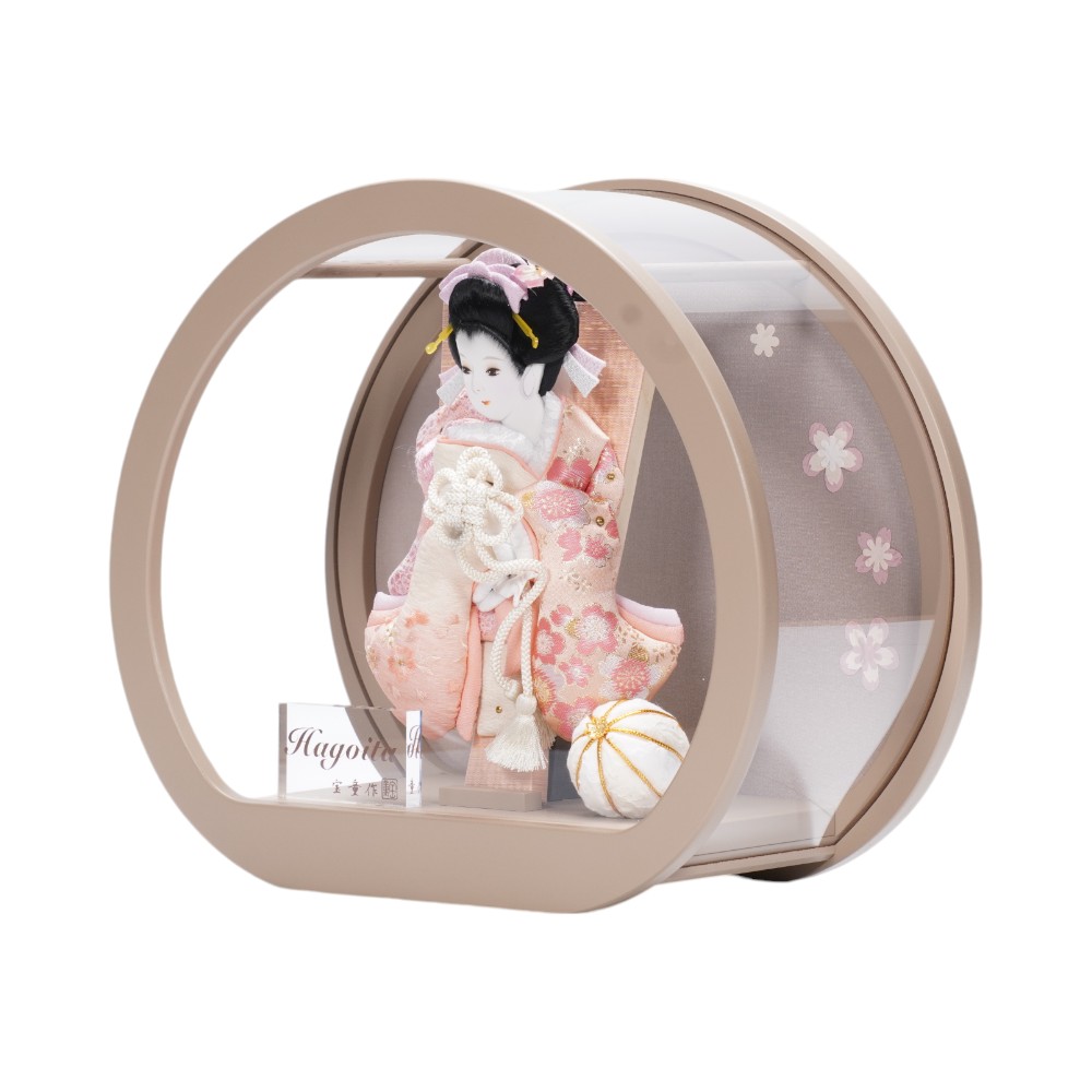 【羽子板】7号 美月刺繍 円型アクリル(モカ)〈宝童作〉[252-010]