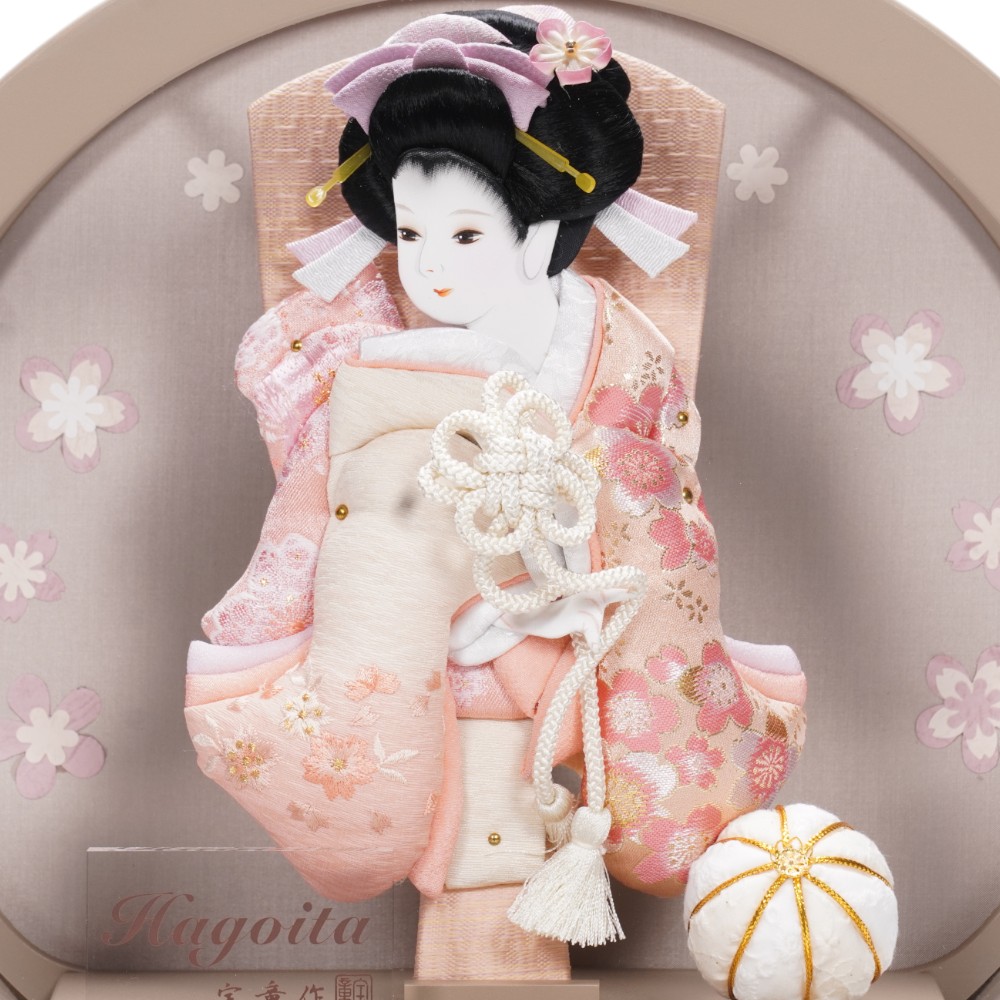 羽子板】7号 美月刺繍 円型アクリル(モカ)〈宝童作〉[252-010