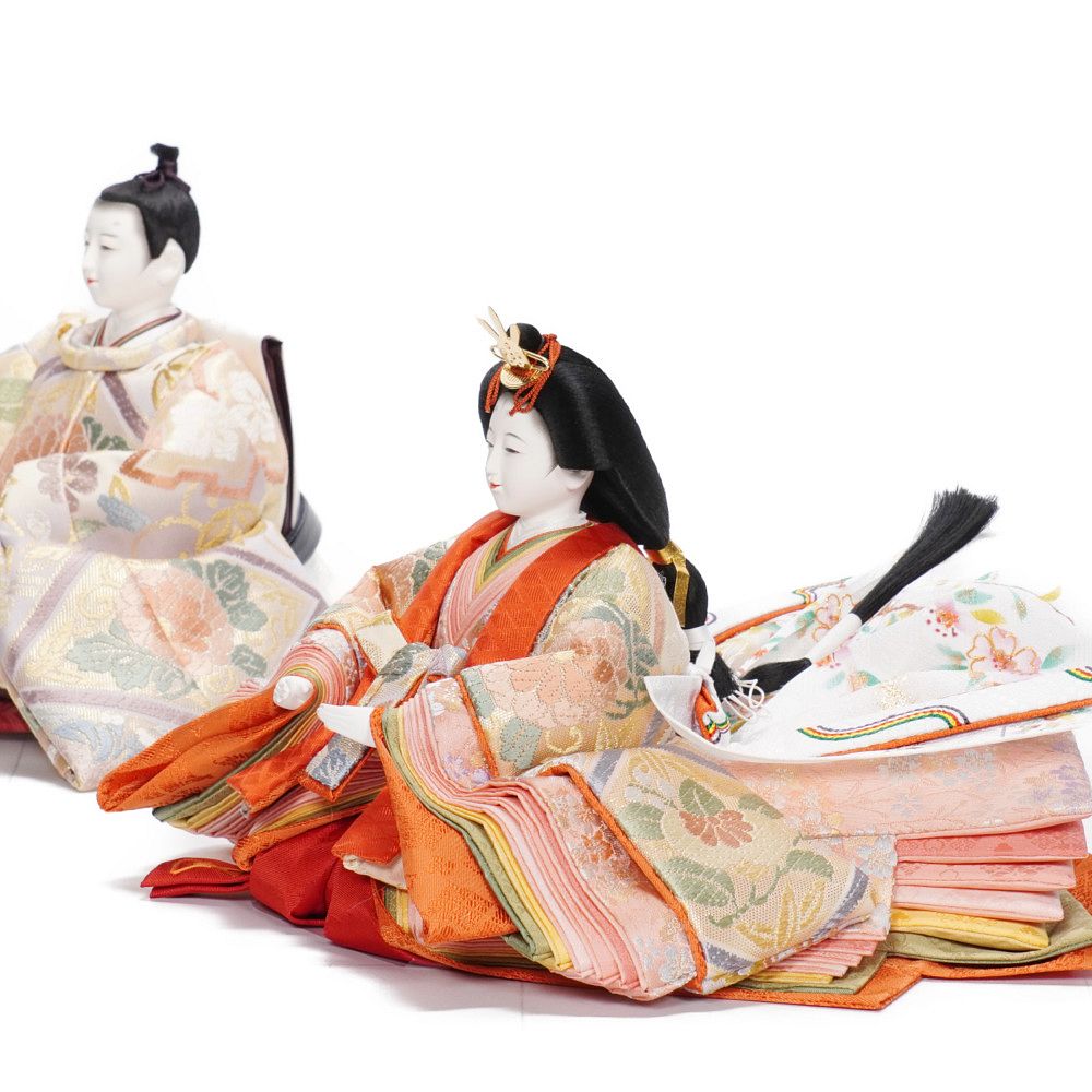 【雛人形】《限定製作品》京十番 袋帯 彩寿吉祥丸文様 親王飾り | 小出松寿作