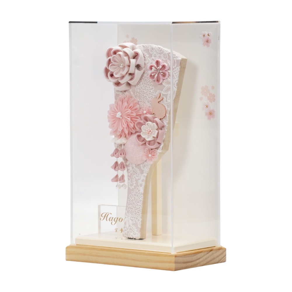 【つまみ羽子板】9号 うらら(ローズピンク)〈宝童作〉[62-013]