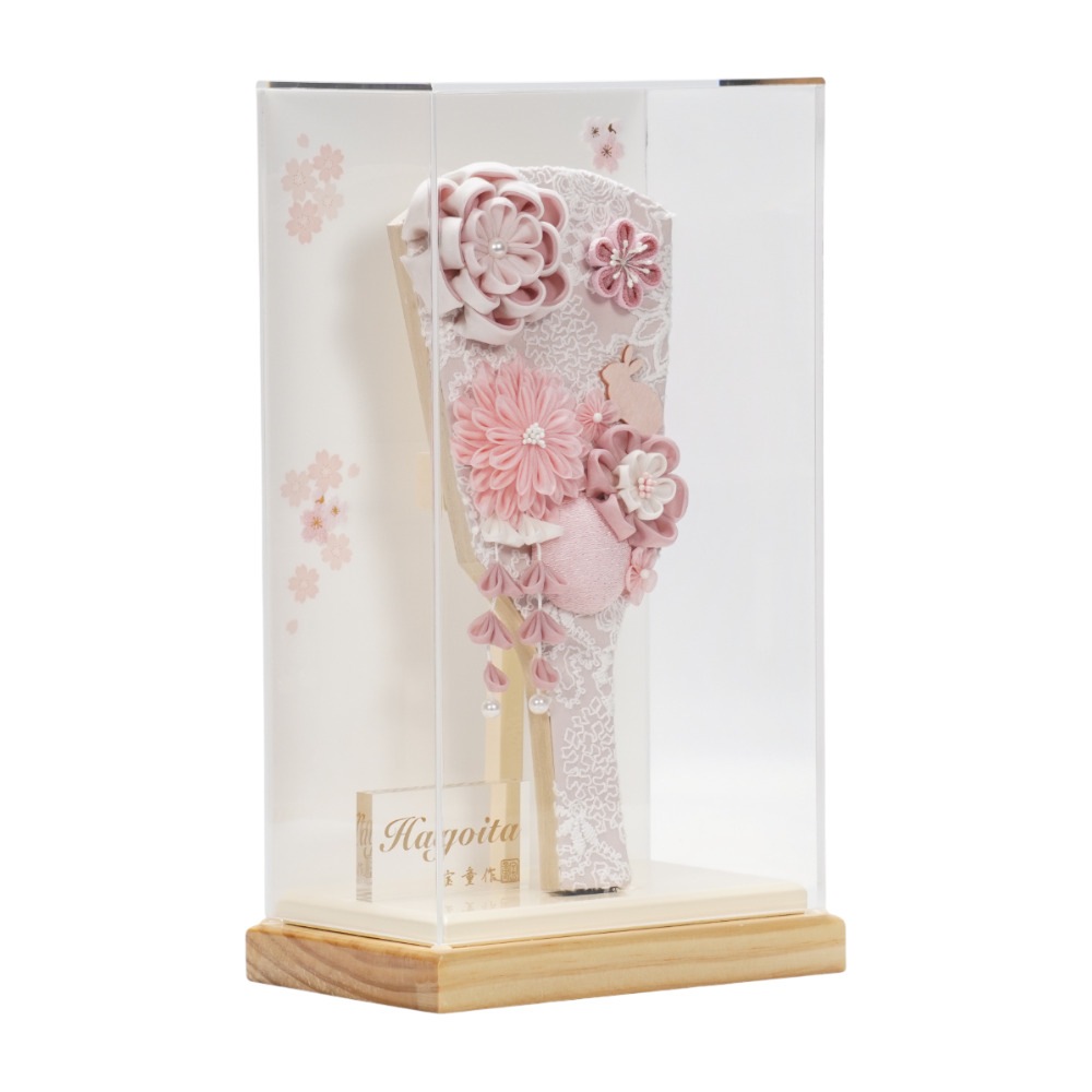 【つまみ羽子板】9号 うらら(ローズピンク)〈宝童作〉[62-013]