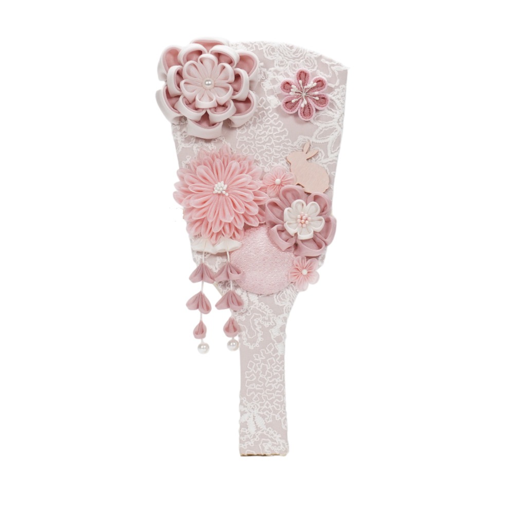 【つまみ羽子板】9号 うらら(ローズピンク)〈宝童作〉[62-013]