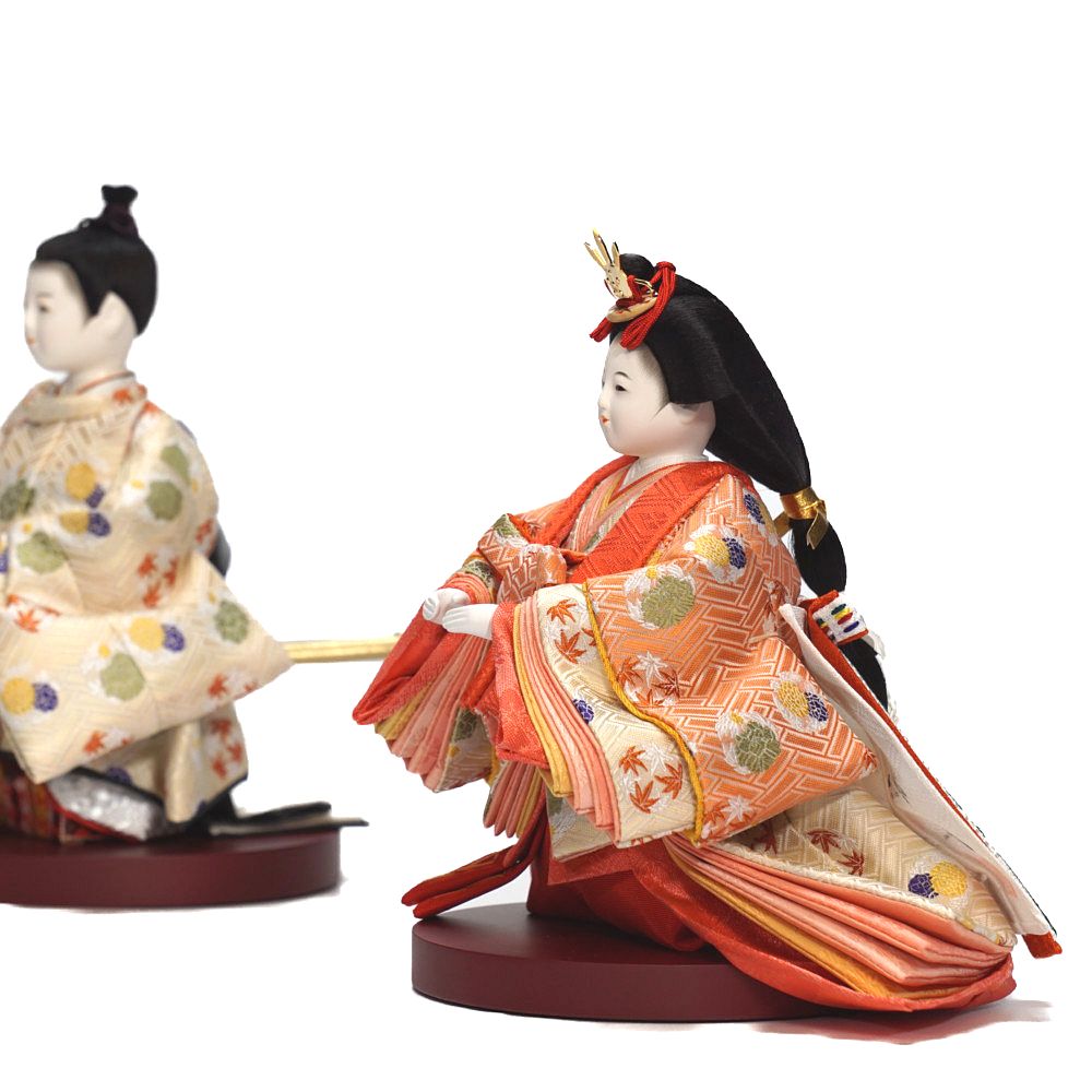 【雛人形】三寸おぼこ 檜垣に花の丸文様 親王揃い立雛飾り | 小出松寿作