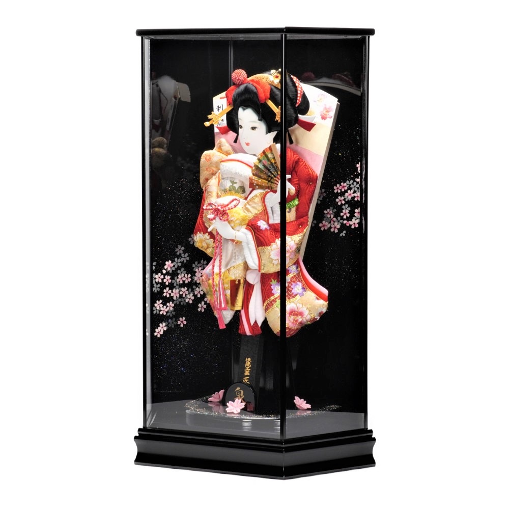 高級羽子板飾り 18号 匠一好作 面取ガラス 正絹 絞り刺繍 伝統工芸 和室飾り 高級羽子板飾り 18号 匠一好作 面取ガラス 正絹 絞り刺繍 伝統