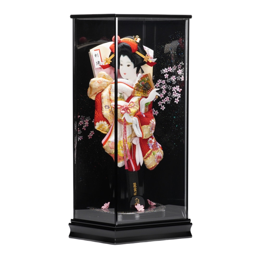 羽子板　道明寺 羽子板】18号 振袖 金駒刺繍道長牡丹(白×赤)〈匠一好作〉[222-045