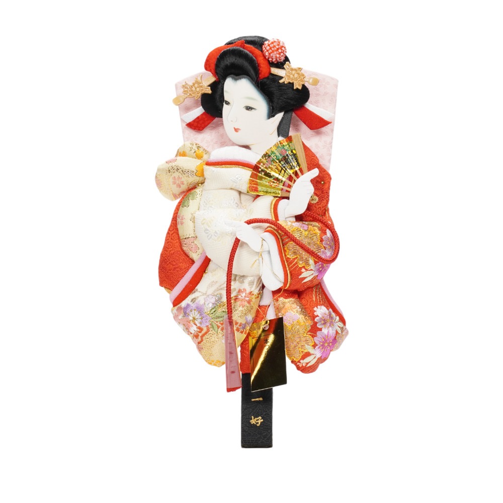 【羽子板】8号 刺繍桜(赤)×道長桜(クリーム)〈匠一好作〉[262-015]