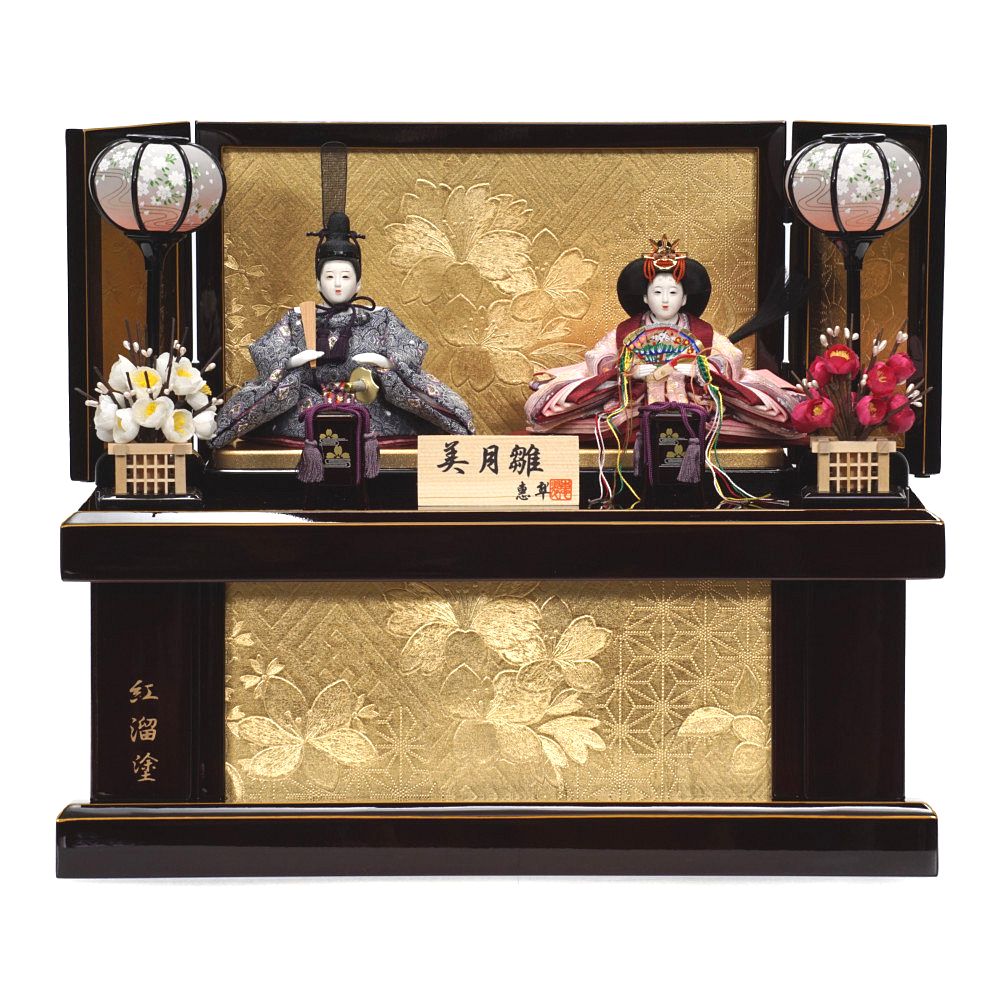 【雛人形】京十四番 紅溜塗 親王揃い収納飾り | 恵翠作