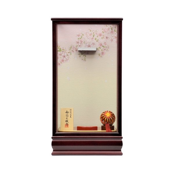 【羽子板】13号 振袖 金駒刺繍(エンジ)×刺繍牡丹(薄ピンク)〈匠一好作〉[222-047]