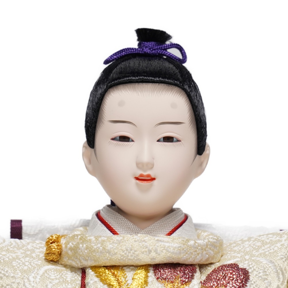 雛人形】小三五 刺繍(白) 紅白桜 親王揃い収納飾り〈恵翠作