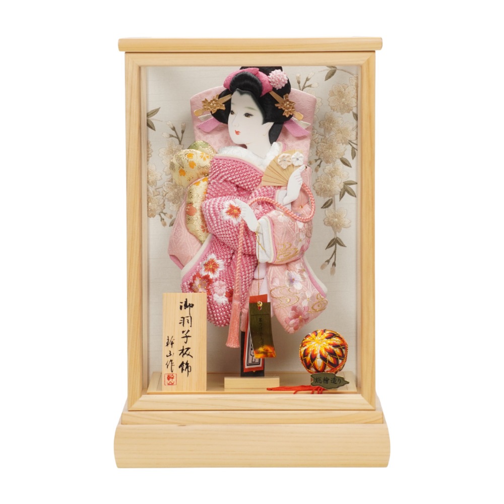 【羽子板】8号 絞り桜(ピンク)×流水梅(薄ピンク)〈匠一好作〉[262-017]