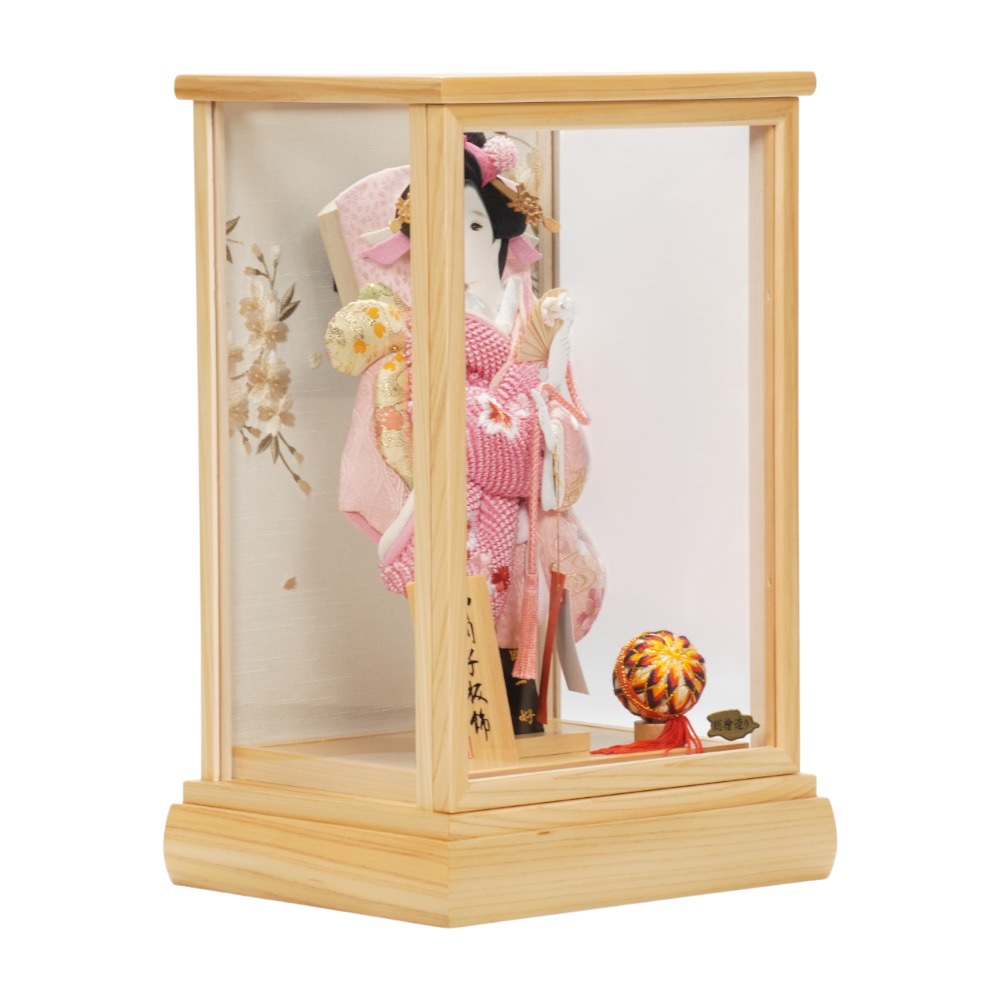 【羽子板】8号 絞り桜(ピンク)×流水梅(薄ピンク)〈匠一好作〉[262-017]