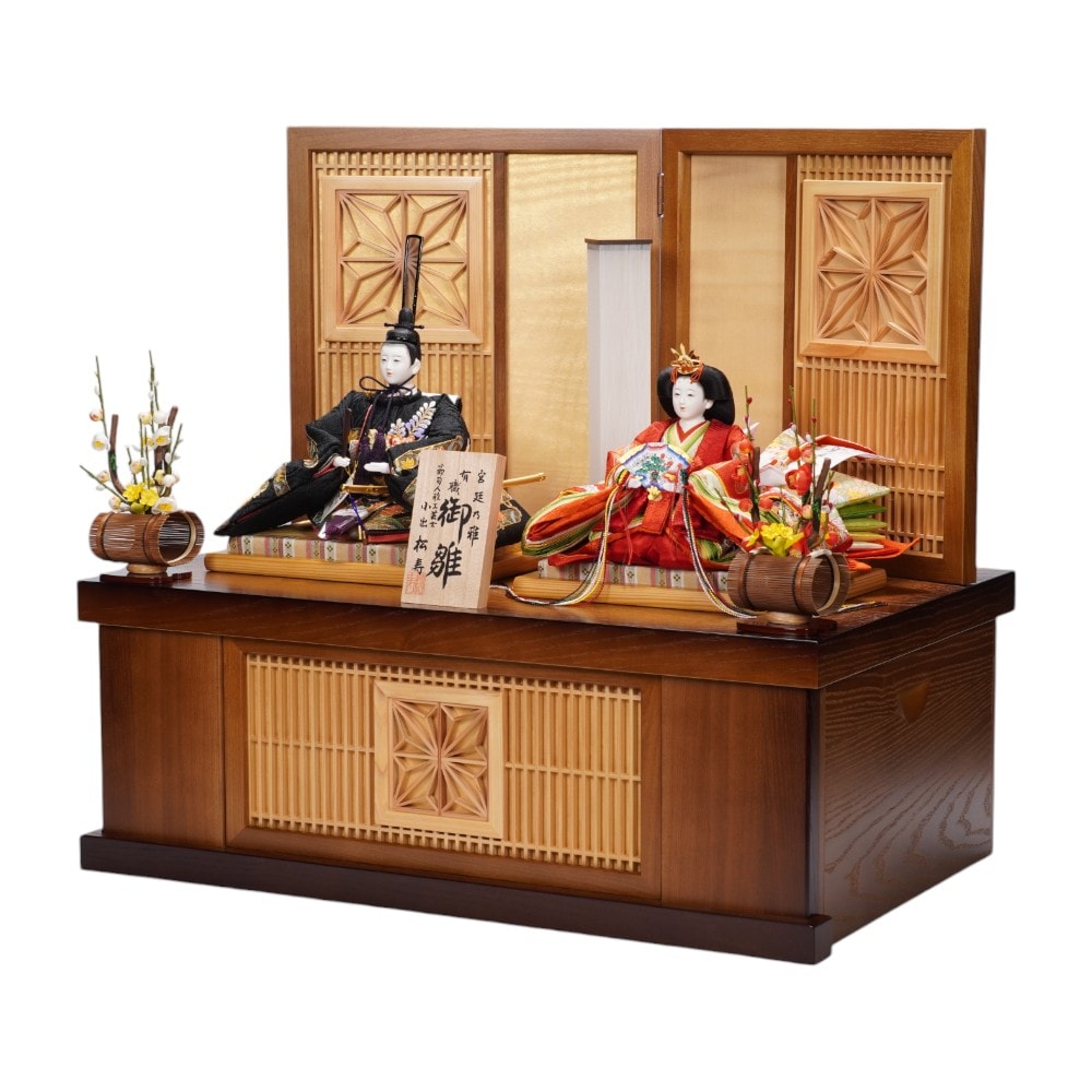 雛人形】京十番 金彩京刺繍 霞に桐文様 親王揃い収納飾り〈小出松寿作